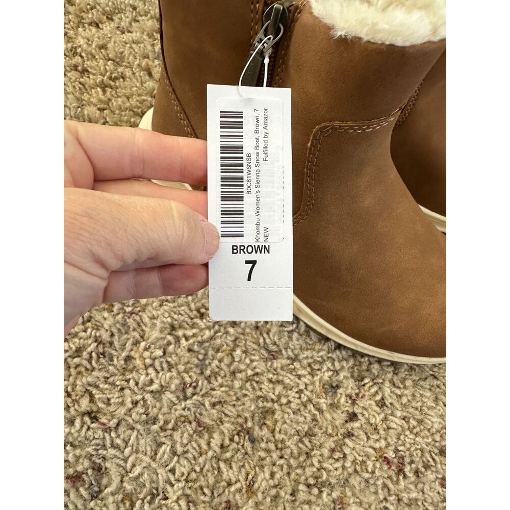 Khombu Womens Sienna Snow Boots 7 Brown Faux Fur Lining Slip-On Zipper Waterproo - Picture 2 of 6